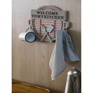 «آویز حوله آشپزخانه چوبی دکوری با نوشته Welcome To My Kitchen»